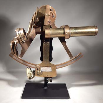 Antique Brass Sextant Custom Display Stand (front).