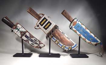 Native American Beaded knife Sheathes Custom Display Stands.