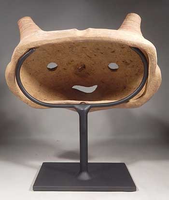 Ancient Pre-Columbian Calima Pottery Mask Custom Display Stand (back).