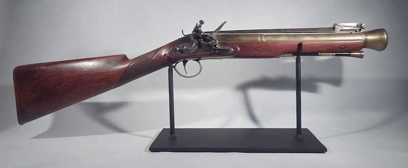 Antique Blunderbuss Musket by Thomas Cartmell of Doncaster, UK Custom Display Stand.