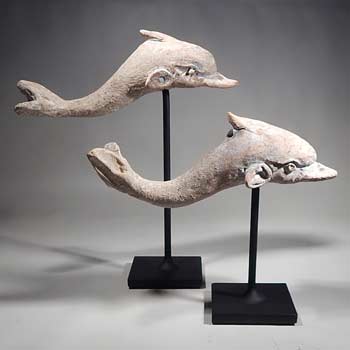 Greek Canosan Pottery Dolphins Custom Display Stand (front).