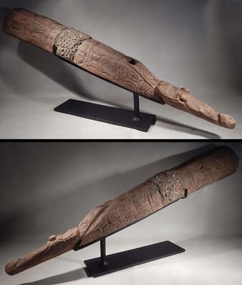 Papua New Guinea Carved Wood Sepik Iatmul War Trumpet