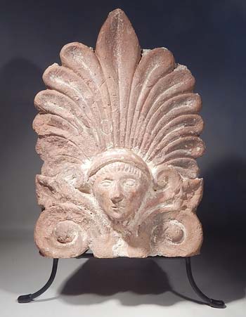 Roman Antefix Pottery Roof Tile Custom Display Stand (front).