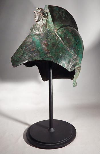 Roman Cavalry Parade helmet with a bust of Minerva Custom Display Stand