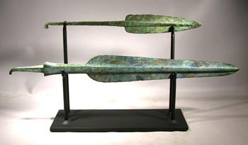 Roman Bronze Spear Heads Custom Display Stand - Front