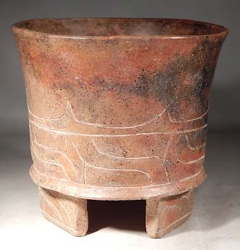 Ancient Mexico Teotihuacan Creamware Pottery Tripod Vessel