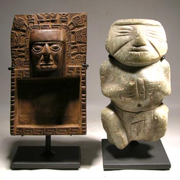 Tiwanaku Snuff Tray - Chontal - Guerrero Stone Figure Custom Display Stand - Front