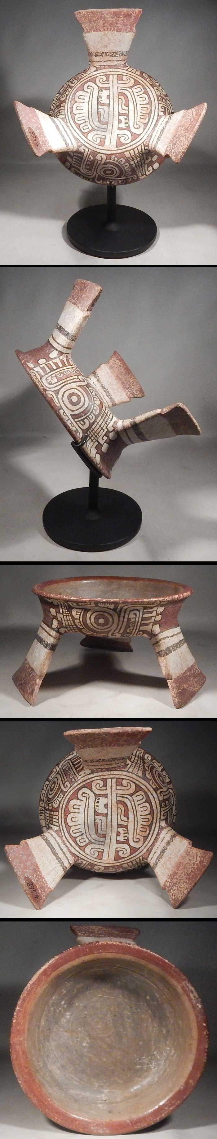Pre-Columbian Aztec Mixtec Tripod Bowl Vessel