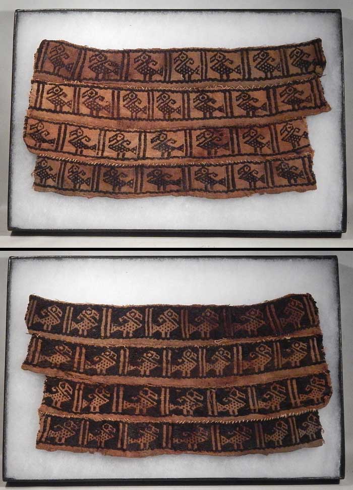 Pre-Columbian Peru Chancay Birds Textile Fabric Panel