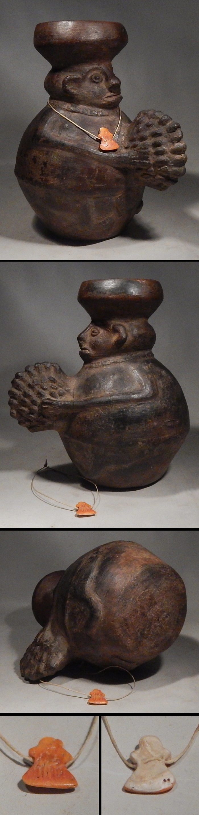 Pre-Columbian Peru Chimu Inca Figural Vessel Spondylus Shell Bearer
