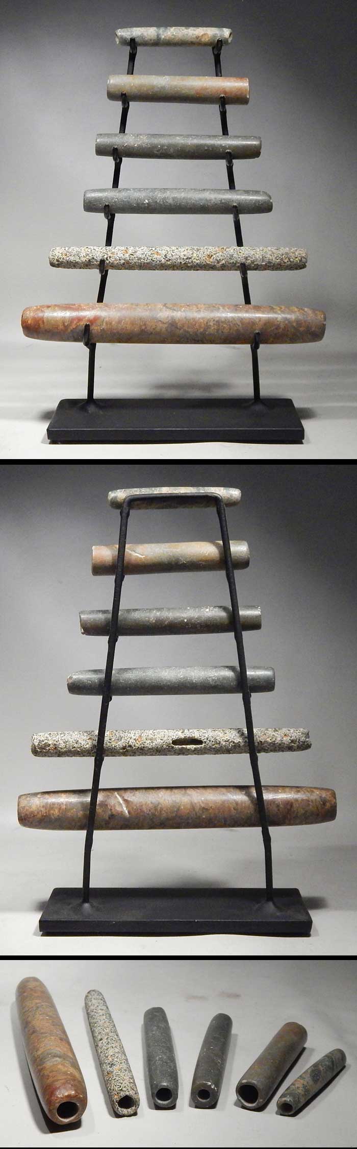 Pre-Columbian Maya Mayan Stone Tube Beads Inhalation Tubes