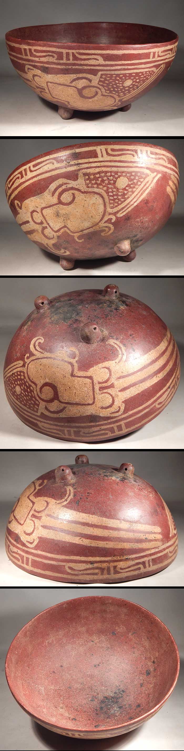 Pre-Columbian Michoacan Stucco Tripod Vessel Bowl