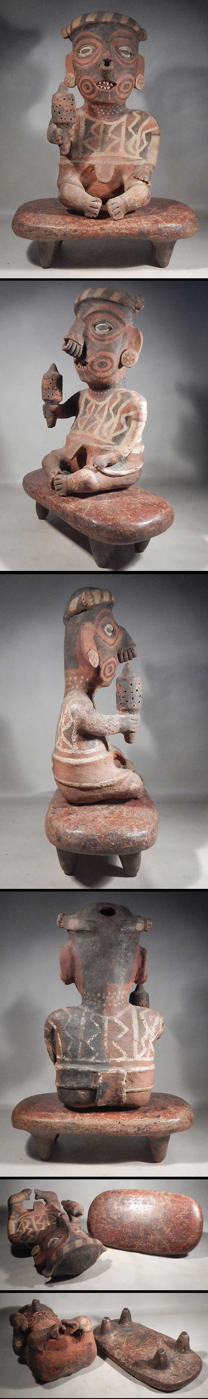 Pre-Columbian Nayarit Ixtlan Del Rio Polychrome Seated Figure
