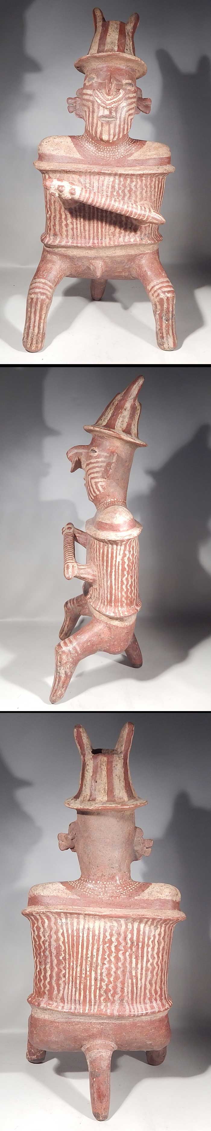 Pre-Columbian West Mexico Nayarit Painted Warrior Figure