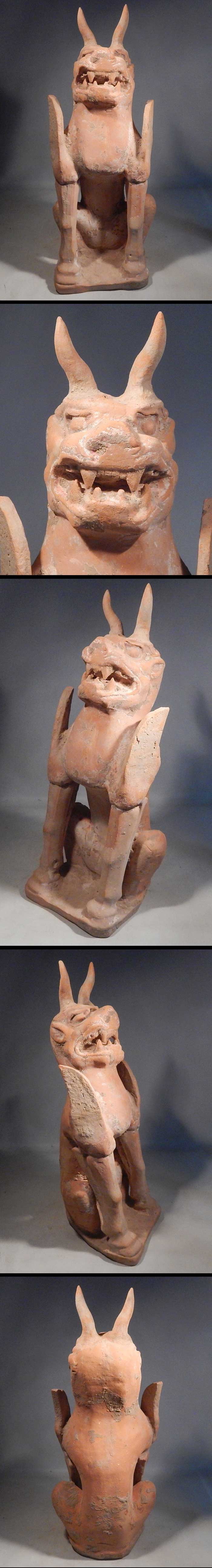Chinese Tang Dynasty Terracotta Pottery Earth Spirit Guardian Figure