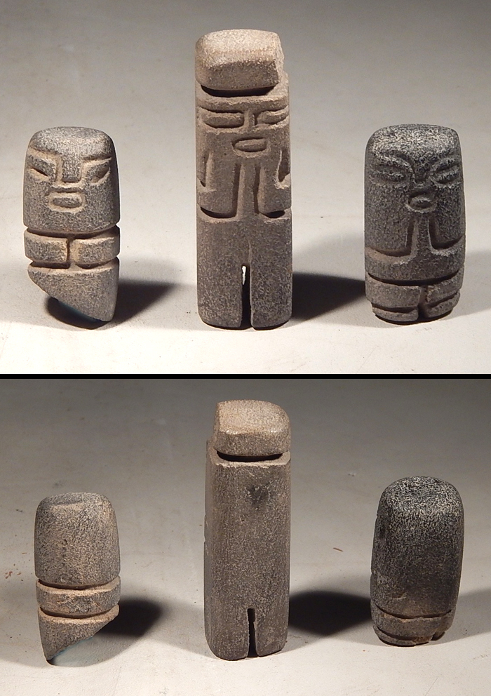 Pre-Columbian Ecuador Valdivia Stone Idol Figures