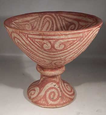 Ancient Thailand Ban Chaing Pottery Chalice Footed Pedestal Bowl Vessel
