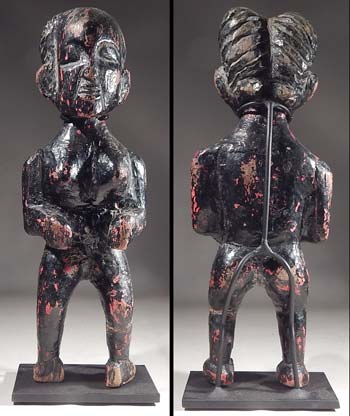 Baule Akan Colonial Period Carved Painted Standing figure Ivory Coast African