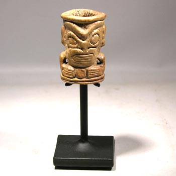 Marquesas Island bone Tiki Ivi Po'o Custom Display Stand - front
