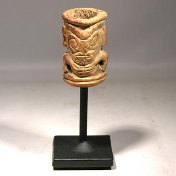 Marquesas Island bone Tiki Ivi Po'o Custom Display Stand- back