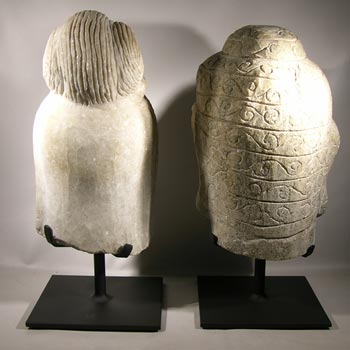 Stone Buddha Head Carvings Custom Display Stands - Back
