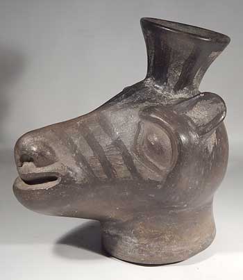Chimu Inca Peru Llama Head Vessel