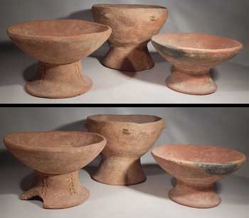 Pre-Columbian Chirique Pottery Pedestal Bowls Vessels