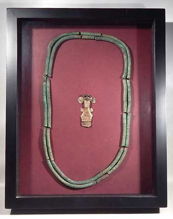 Pre-Columbian Panama Cocle Copper Coil Necklace Tumbaga Bird Pendant Jewelry