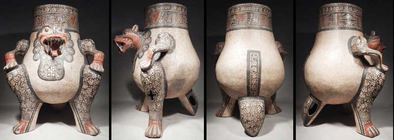 Pre-Columbian Costa Rican Nicoya Jaguar Urn Vessel