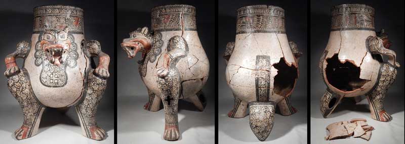 Pre-Columbian Costa Rican Nicoya Jaguar Urn Vessel