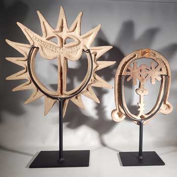 David Gil Virginia Artist Pottery Masks Custom Display Stands (back).
