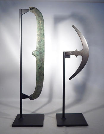 Ancient Egyptian Bronze Axe Heads (Blades) Custom Display Stands. (front)