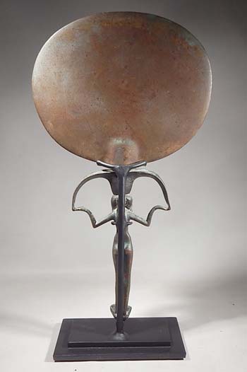 Ancient Egyptian Bronze Mirror Custom Display Stand (back).