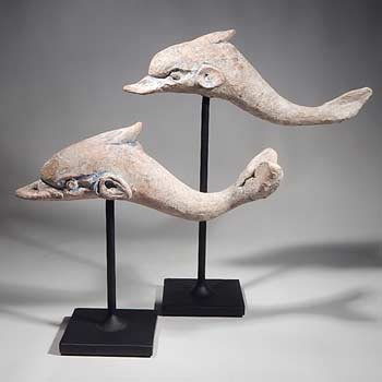 Greek Canosan Pottery Dolphins Custom Display Stand (back).