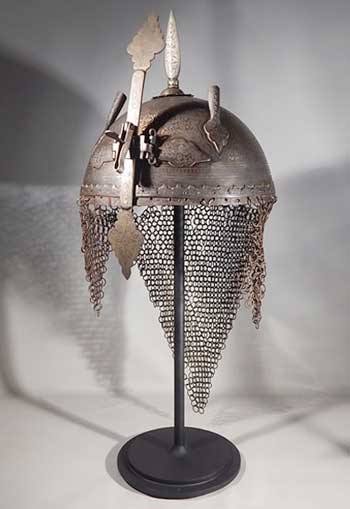 Antique 19th Century Indo-Persian 'Khula Khud' war helmet Custom Display Stand.