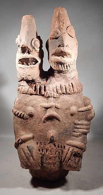 Ancient African Koma Pottery Duality Figure Ghana