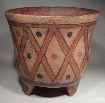 Pre-Columbian Maya Mayan Quiche Polychrome Painted Tripod Vessel Bowl Guatemala