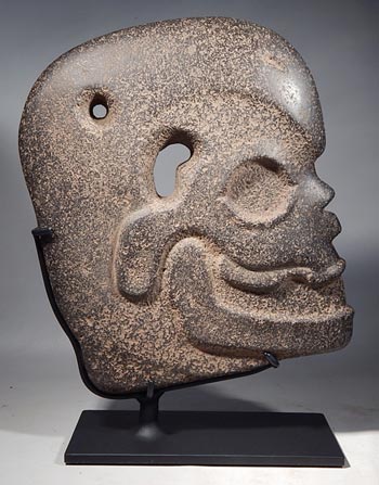 Classic Period, Maya Stone Hacha Custom Display Stand. (front)