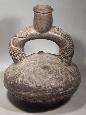 Pre-Columbian Chavin Moche Ai Apec Stirrup Vessel