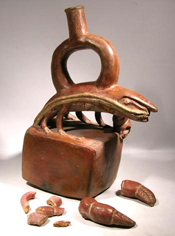 Moche Lobster Stirrup Vessel - Before
