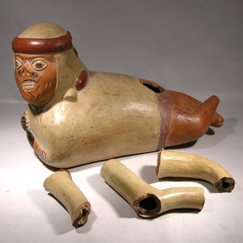 Moche Diseased Person Stirrup Vessel - Before