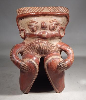 Pre Columbian Costa Rica Nicoya Seated Pottery Polychrome Figure