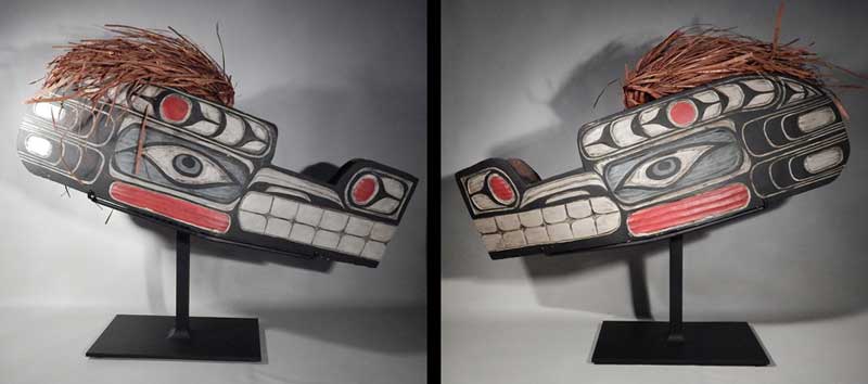 North West Coast Makah Wolf Head Mask Custom Display Stand