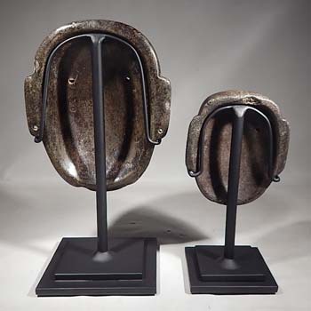 Olmec Style Stone Masks Custom Display Stands (back).