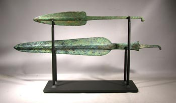 Roman Bronze Spear Heads Custom Display Stand - Back