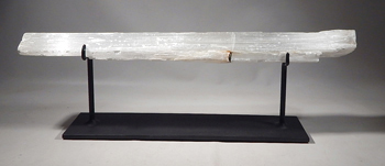 Selenite crystal (wand) mineral specimen Custom Display Stand.(front)