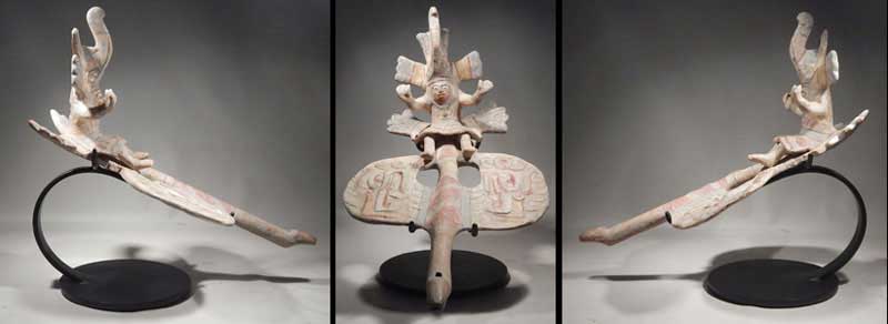 Ancient Pre-Columbian Veracruz Nopiloa Figural Platfrom Flute Custom Display Stand