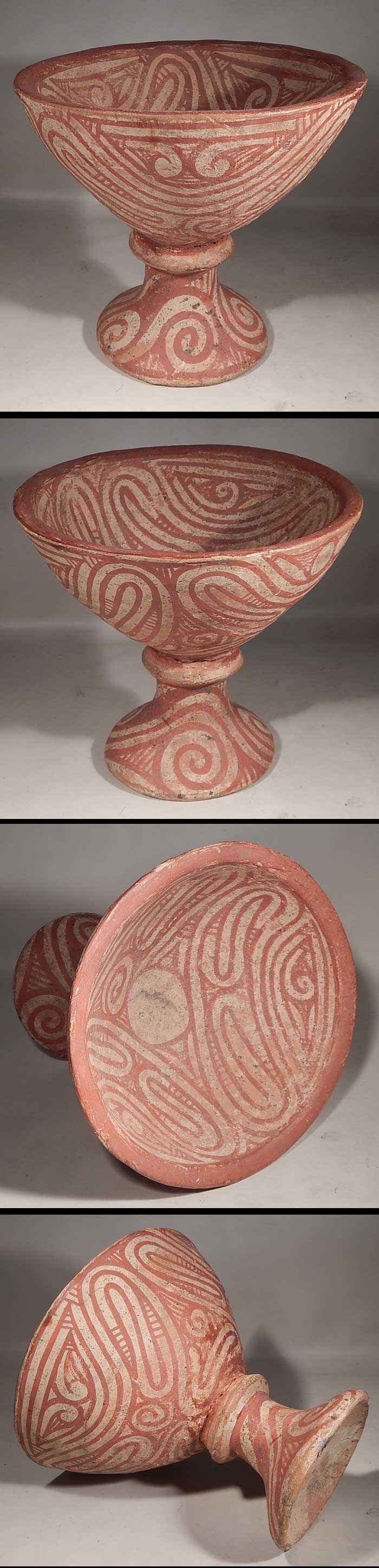 Ancient Thailand Ban Chaing Pottery Chalice Footed Pedestal Bowl Vessel