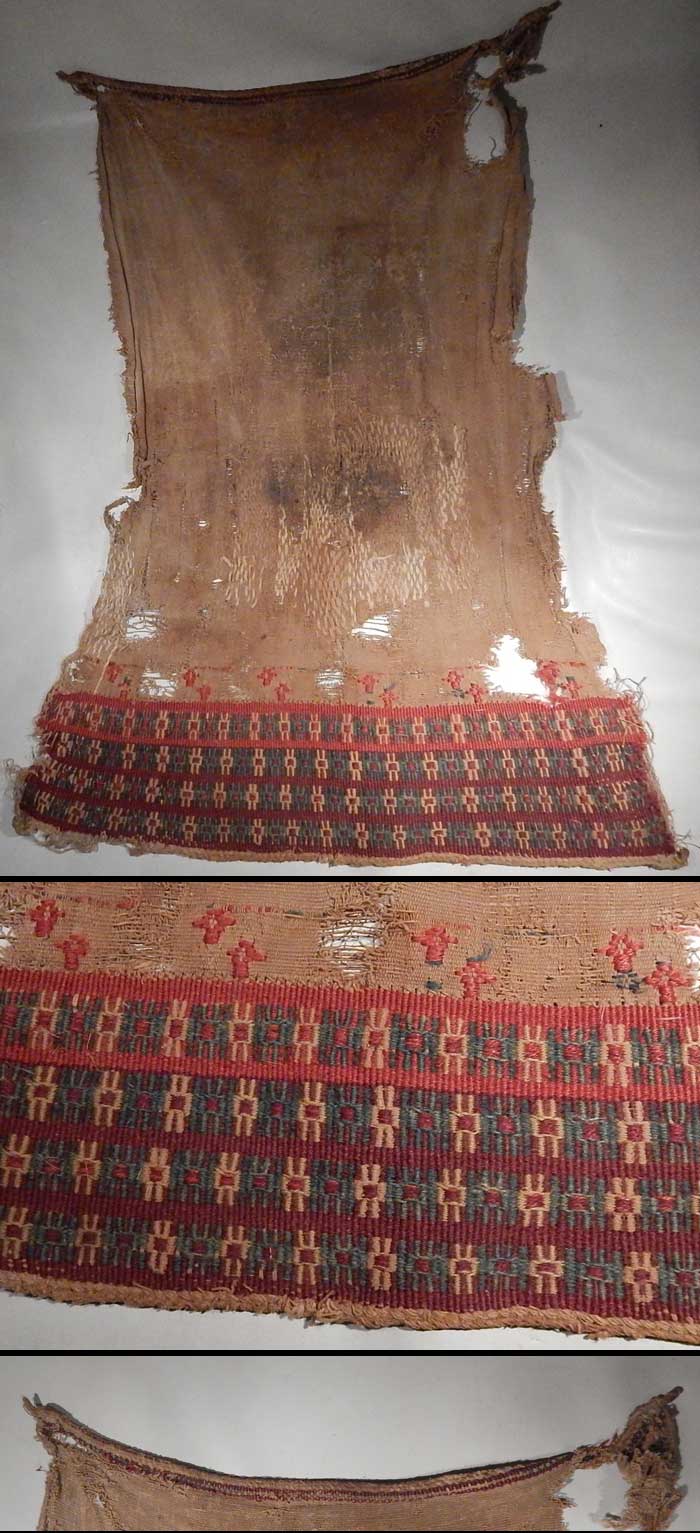 Pre-Columbian Chancay Textile Fragment Coca Leaf Bag Cloth Fragment