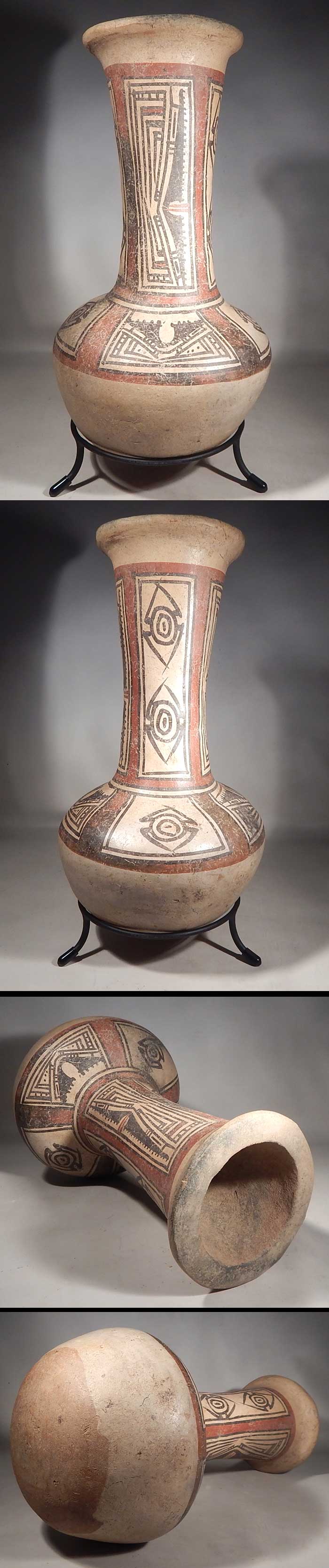 Pre-Columbian Panama Cocle Macaracas Polychrome Saurians Vase Vessel